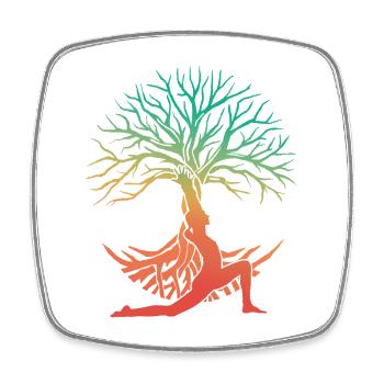 Figurine d’arbre de yoga en arc-en-ciel - Magnet carré - blanc - Devant