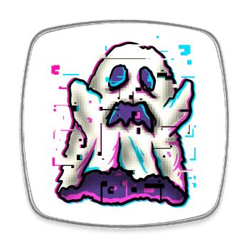 Geister-Glitch - Viereckiger Kühlschrankmagnet - Weiß - Vorne