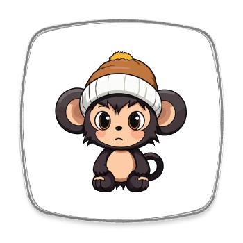 Monkey Winter Animal Baby Comic - Square fridge magnet - white - Front