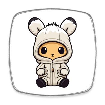 Bunny Winter Animal Baby Comic - Square fridge magnet - white - Front