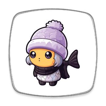 Fish Winter Animal Anime - Square fridge magnet - white - Front