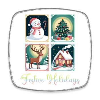4 Panels Weihnachten Festliche Feiertage - Viereckiger Kühlschrankmagnet - Weiß - Vorne