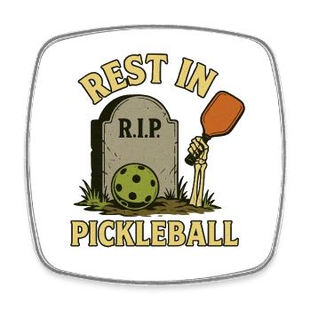 Motif Halloween Pickleball Squelette Drôle - Magnet carré - blanc - Devant