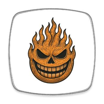 Halloween pumpkin flame design - Square fridge magnet - white - Front