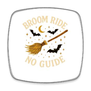 Broom Ride No Guide, Halloween  - Square fridge magnet - white - Front
