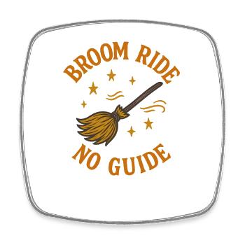 Broom Ride No Guide, Halloween  - Square fridge magnet - white - Front