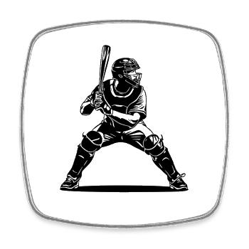 Baseballspieler Baseball-Kunstwerke - Viereckiger Kühlschrankmagnet - Weiß - Vorne