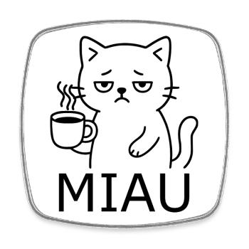 Müde Katze - Viereckiger Kühlschrankmagnet - Weiß - Vorne