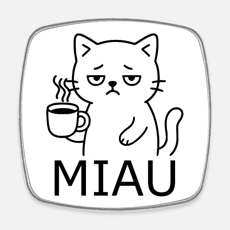 Müde Katze - Viereckiger Kühlschrankmagnet - Weiß