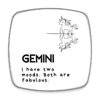 Funny Gemini Cartoon – Double Trouble - Square fridge magnet - white - Front