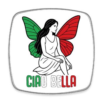 Ciao Bella - Viereckiger Kühlschrankmagnet - Weiß - Vorne