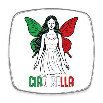 Ciao Bella - Viereckiger Kühlschrankmagnet - Weiß - Vorne