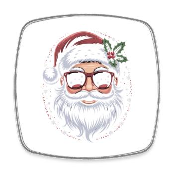 Hipster Santa mit Sonnenbrille - Viereckiger Kühlschrankmagnet - Weiß - Vorne