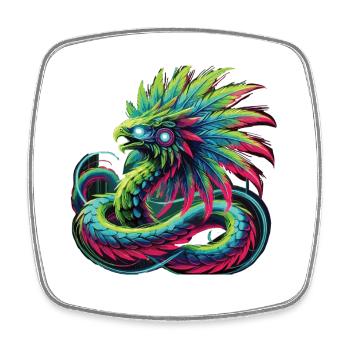 Azteken Drache - Viereckiger Kühlschrankmagnet - Weiß - Vorne