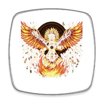 Guerrier Phénix aux Ailes de Flamme Aztèques - Magnet carré - blanc - Devant