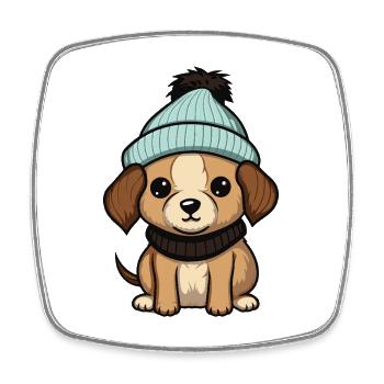 Dog Winter Animal Baby Comic - Square fridge magnet - white - Front