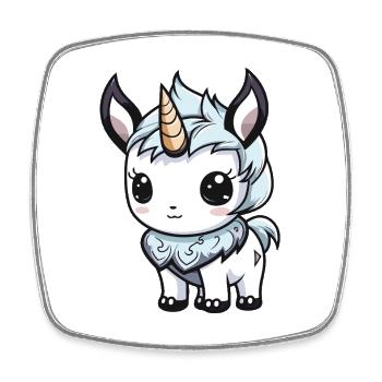 Unicorn Winter Animal Baby Comic - Square fridge magnet - white - Front