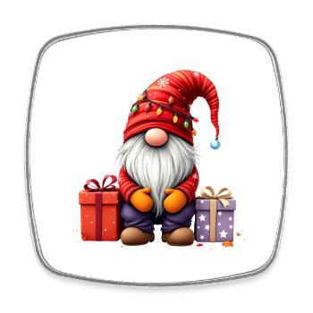 Christmas gnomes with gifts and lights - Square fridge magnet - white - Front