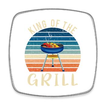 King of the Grill – Retro BBQ Design - Square fridge magnet - white - Front