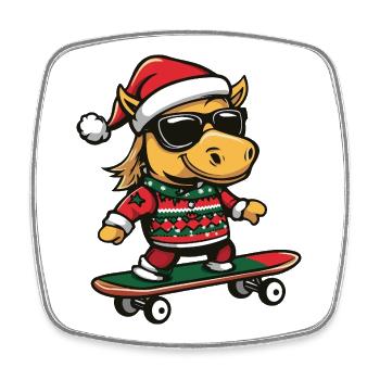 Pferd Weihnachten Lustig - Viereckiger Kühlschrankmagnet - Weiß - Vorne