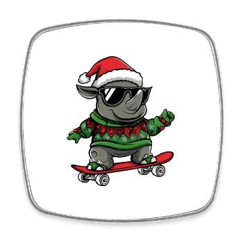 Nashorn Weihnachten Lustig - Viereckiger Kühlschrankmagnet - Weiß - Vorne