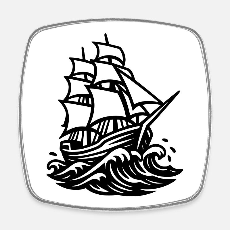 Sailing ship - Square fridge magnet - white