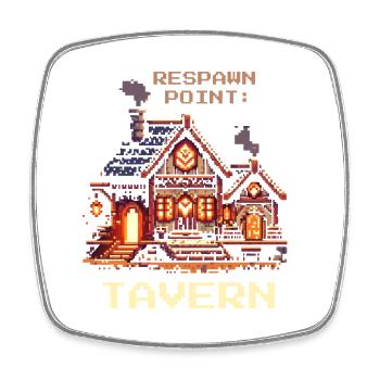 Respawn-Punkt Taverne | RPG Humor & Bier - Viereckiger Kühlschrankmagnet - Weiß - Vorne