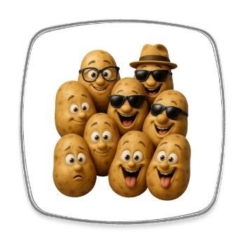 Laughing potatoes with style - Square fridge magnet - white - Front