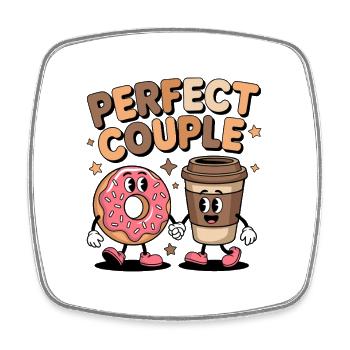 Perfect Couple Coffee and Donut Duo - Viereckiger Kühlschrankmagnet - Weiß - Vorne