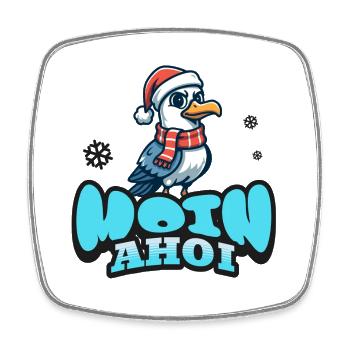Moin Ahoi mit Möwe - Viereckiger Kühlschrankmagnet - Weiß - Vorne