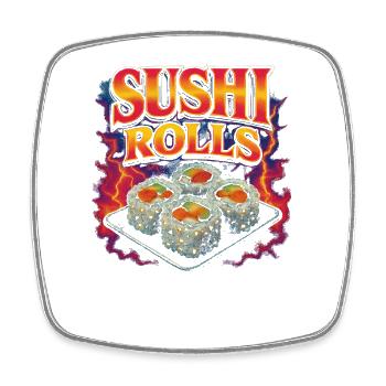 Sushi-Rollen Lieblingsessen Lustig Seltsam 90er Su - Viereckiger Kühlschrankmagnet - Weiß - Vorne