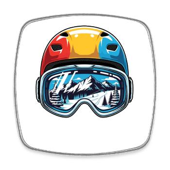Skihelm Berge Smile - Viereckiger Kühlschrankmagnet - Weiß - Vorne