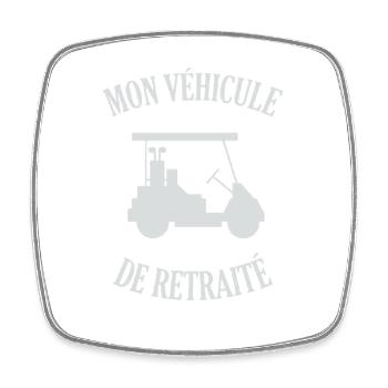 Mein ausgemustertes Golf Humor Fahrzeug - Viereckiger Kühlschrankmagnet - Weiß - Vorne
