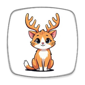 Reindeer Cat - Square fridge magnet - white - Front