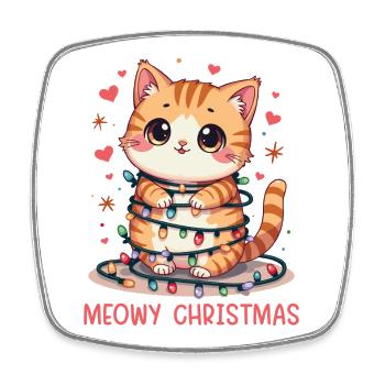Meowy Christmas - Square fridge magnet - white - Front