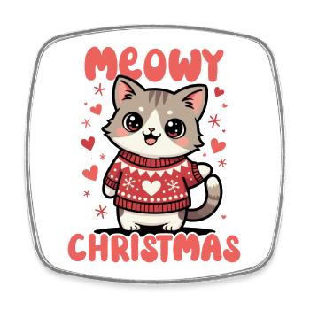 Meowy Christmas - Square fridge magnet - white - Front