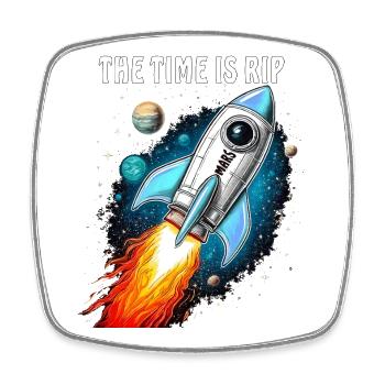 RAKETE MARS THE TIME IS RIP - Viereckiger Kühlschrankmagnet - Weiß - Vorne