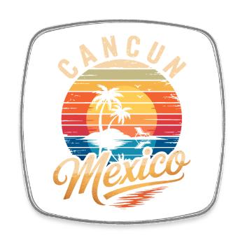 Cancun Rétro Plage Soleil - Magnet carré - blanc - Devant