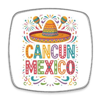 Cancún Mexico Fiesta Sombrero - Magnet carré - blanc - Devant