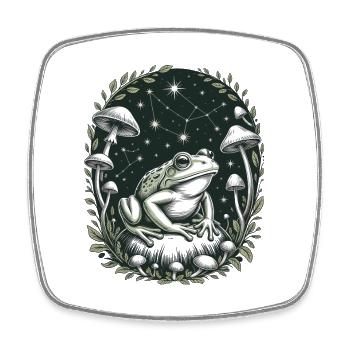Kosmischer Frosch Mit Sternbildern Und Pilzen - Viereckiger Kühlschrankmagnet - Weiß - Vorne