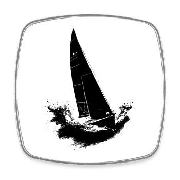 Illustration artistique de voile marin - Magnet carré - blanc - Devant