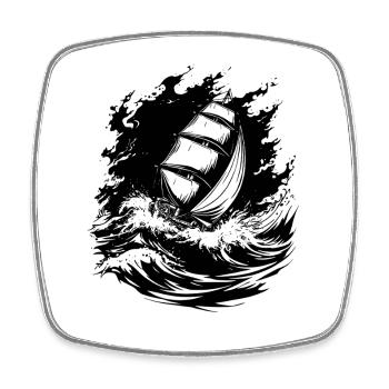 Artistic Sailing Illustration Sailor - Square fridge magnet - white - Front