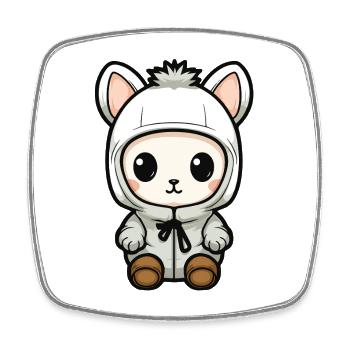 Bunny Winter Animal Baby Comic - Square fridge magnet - white - Front