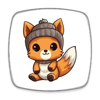 Squirrel Winter Animal Baby Comic - Square fridge magnet - white - Front
