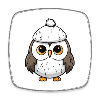 Owl Winter Animal Baby Comic - Square fridge magnet - white - Front