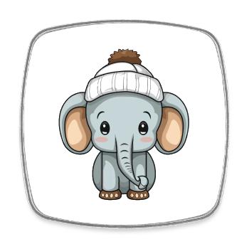 Elephant Winter Animal Baby Comic - Square fridge magnet - white - Front