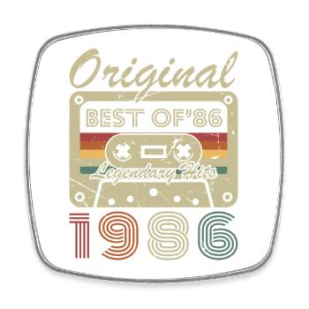 1986 Vintage Retro Geburtstagsgeschenk - Viereckiger Kühlschrankmagnet - Weiß - Vorne