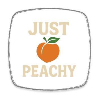 Just Peachy – Lustiges Pfirsich Design - Viereckiger Kühlschrankmagnet - Weiß - Vorne