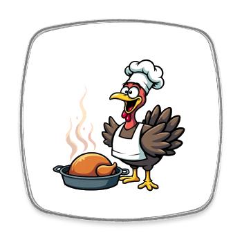 Cuisinier de dinde de Thanksgiving - Magnet carré - blanc - Devant