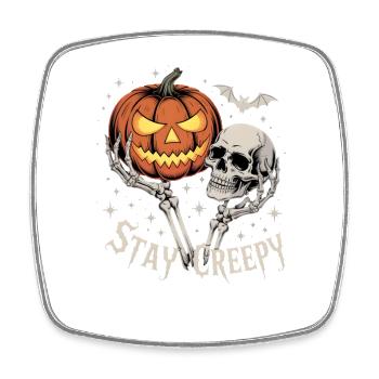 Stay Creepy, Bleib Gruselig Halloween Motiv - Viereckiger Kühlschrankmagnet - Weiß - Vorne